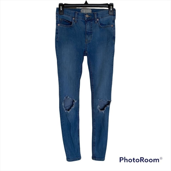 FREE PEOPLE  Busted in Mid Stone Blue Skinny Jeans, Size 25 - Picture 2 of 10